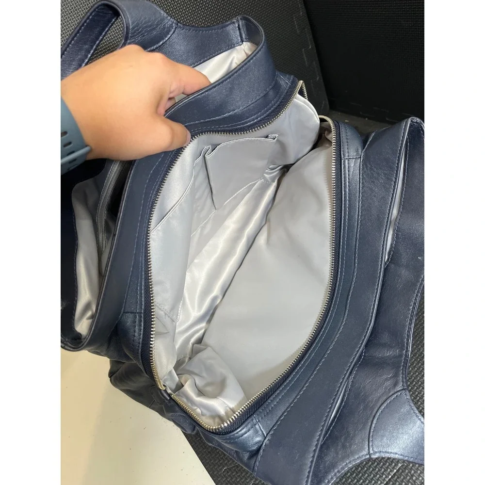 Rare Coach Lexi Navy Blue Graphite Leather‎ Tote Bag Vintage Y2K Purse Womens